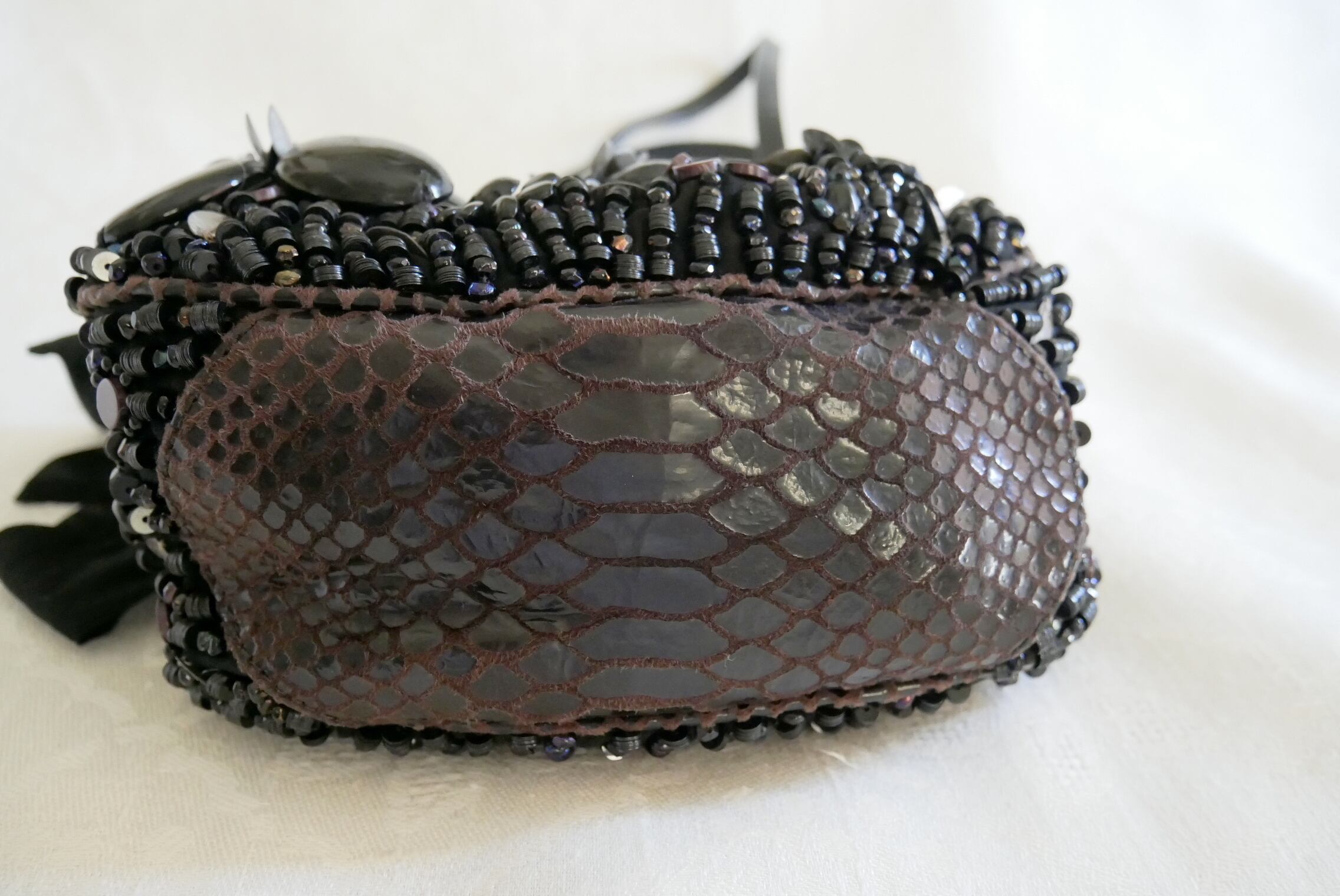 Jamin Puech Paris】黒フローラルモチーフビーズ飾り ハンドバッグ
