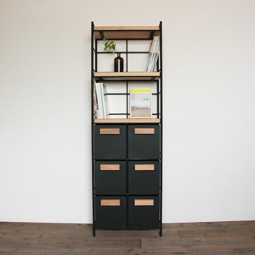 アイアンのタワーシェルフ#杉板 引出し2列3段