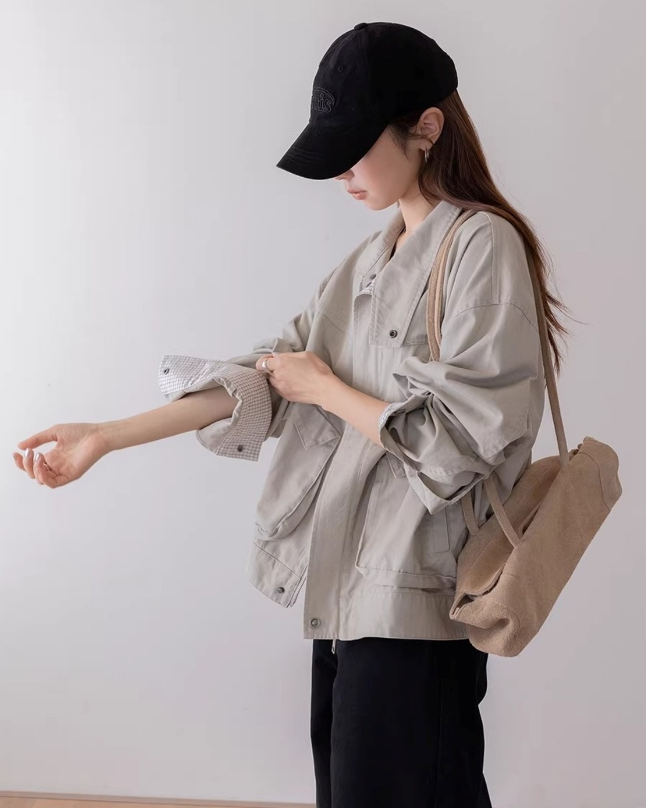 Check accent utility Jacket L0159