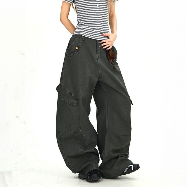 ヴィンテージライクボリュームラインカーゴワークパンツ 2col   R01908