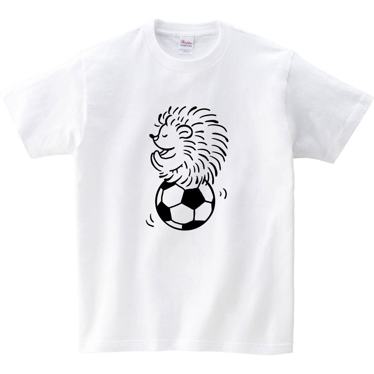 ハリネズミ おもしろ tシャツ am90 線画 サッカーボール 選べるサイズデザイン