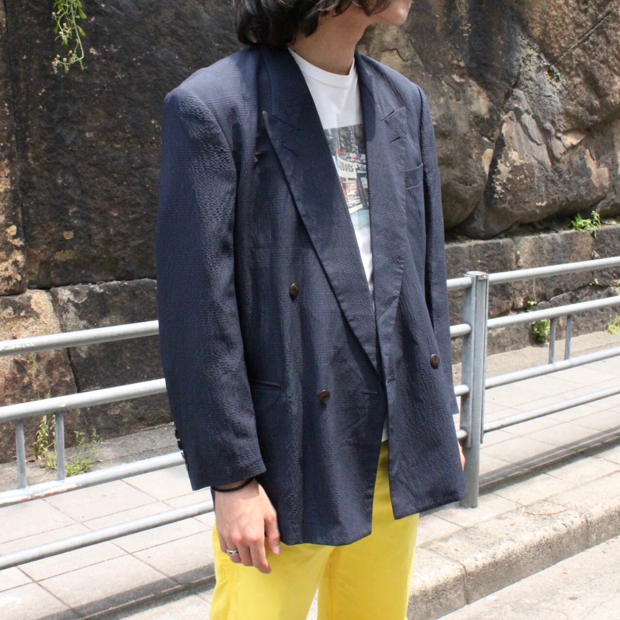 90s GIVENCHY Silk Seersucker Double Tailored Jacket | VOLAR