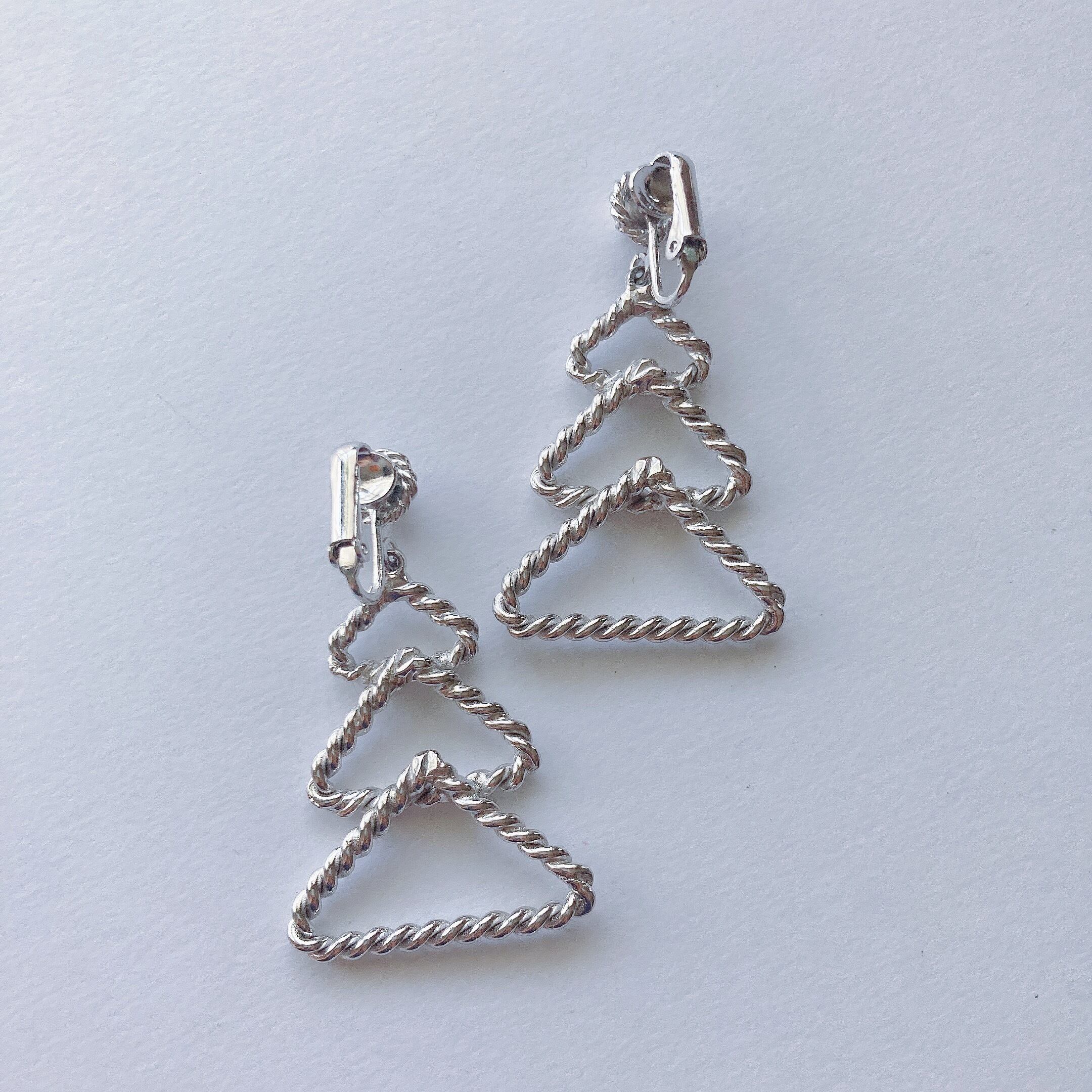 Vintage silver tone triangle dangle earrings ヴィンテージ シルバートーン トライアングル 三角形