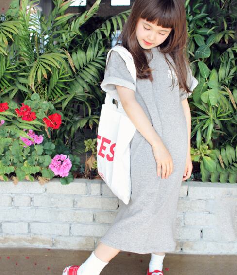 シンプルでかわいい ロゴ入り Tシャツワンピース ワンピース Tシャツ 子供服 子ども服 キッズ ファッション ロゴ入り シンプル カジュアル 綿 春 夏 90 100 110 1 130 140 150 小学生 通学 送料無料 韓国レディース キッズファッション Londonbridge ロンドン