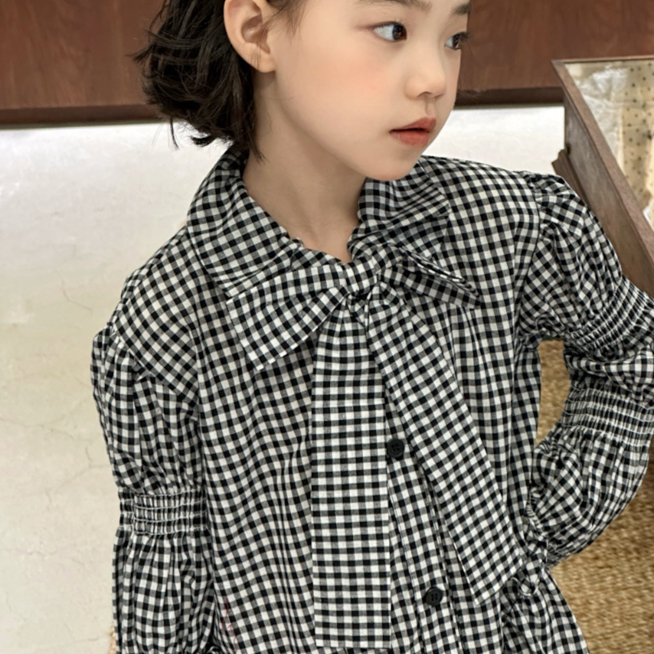 秋レトロ蝶結びデザインワンピース