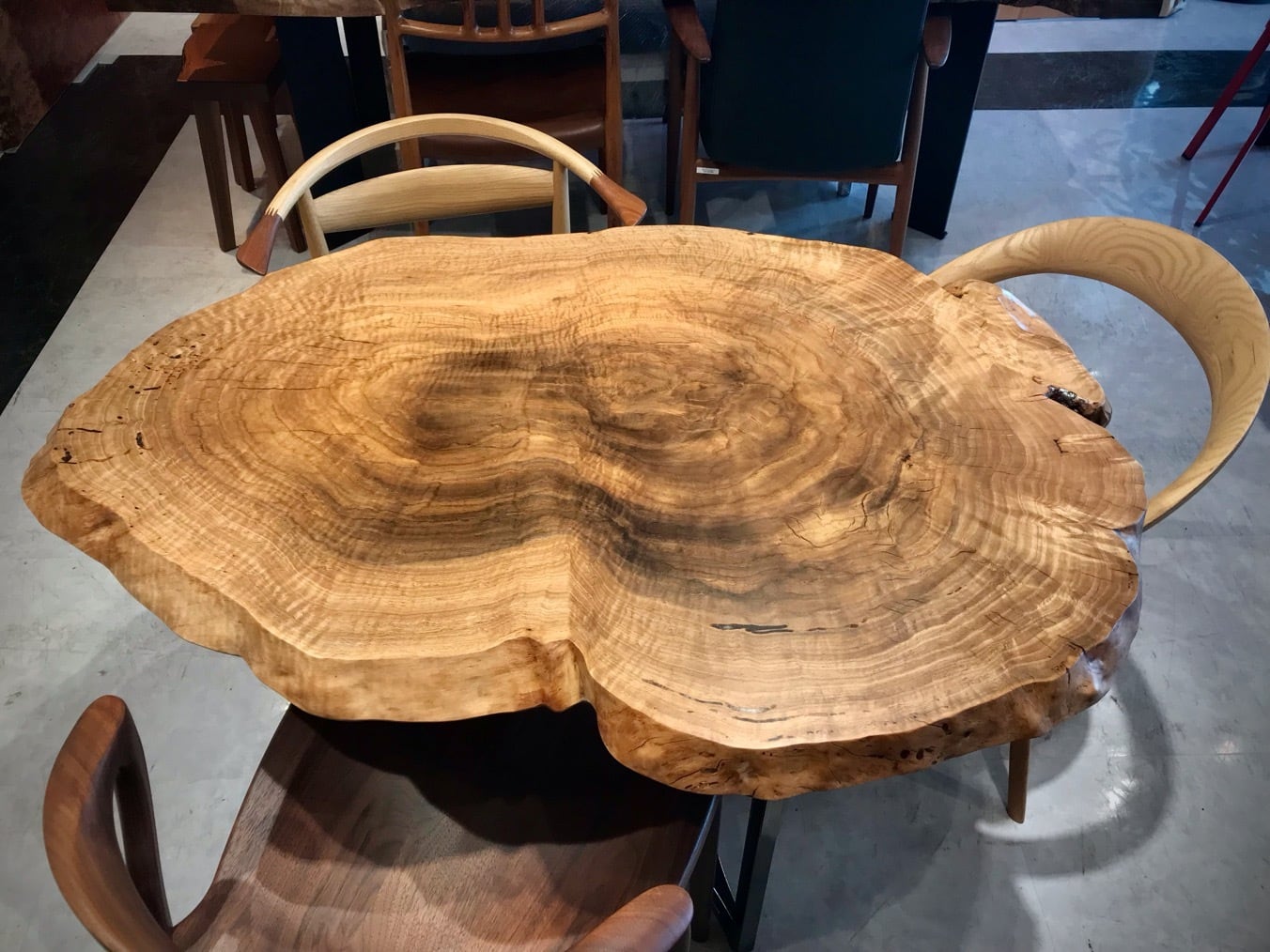 輪切り】楢（ナラ）_1100×700×43_横浜元町店_テーブル天板/一枚板