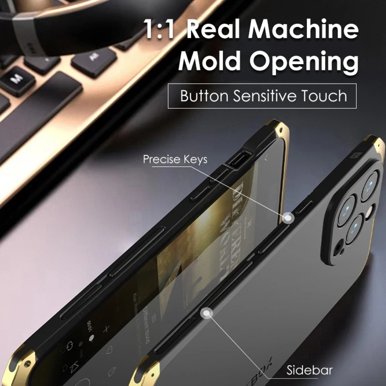 ◆iPhone 16/15/14/13/12/Pro/Pro Max◆ Shockproof Metal Strip Case / 耐衝撃 メタルストリップ スマホケース