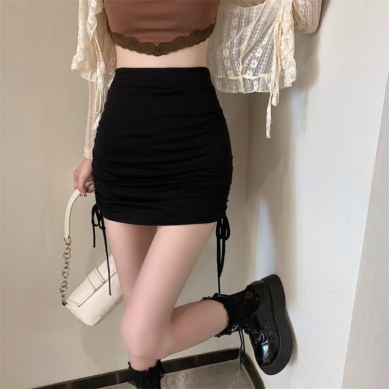 Aラインスカート サマー薄手ハイウェストウェストギャザーショート 夏物 1号婦人23164490449