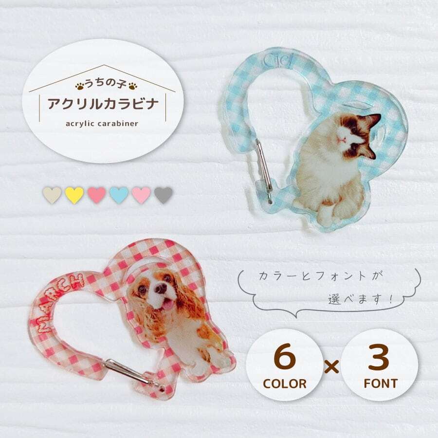 ♡うちの子♡アクセ・グッズオーダーページ アクリルカラビナ ペット 写真入り 名入れ アクキー うちの子 ペット