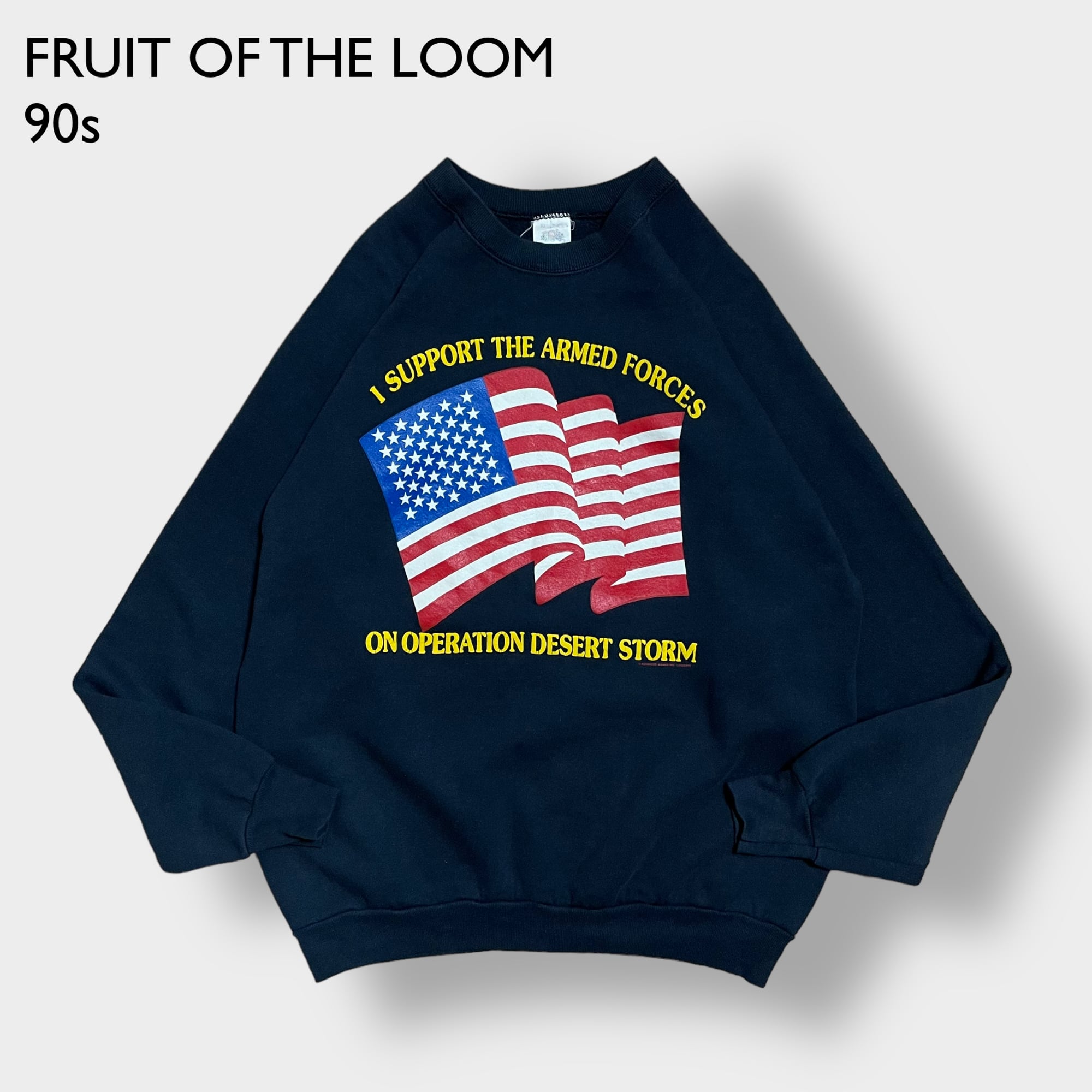 FRUIT OF THE LOOM 80s 90s USA製 プリント アーチロゴ 星条旗 国旗