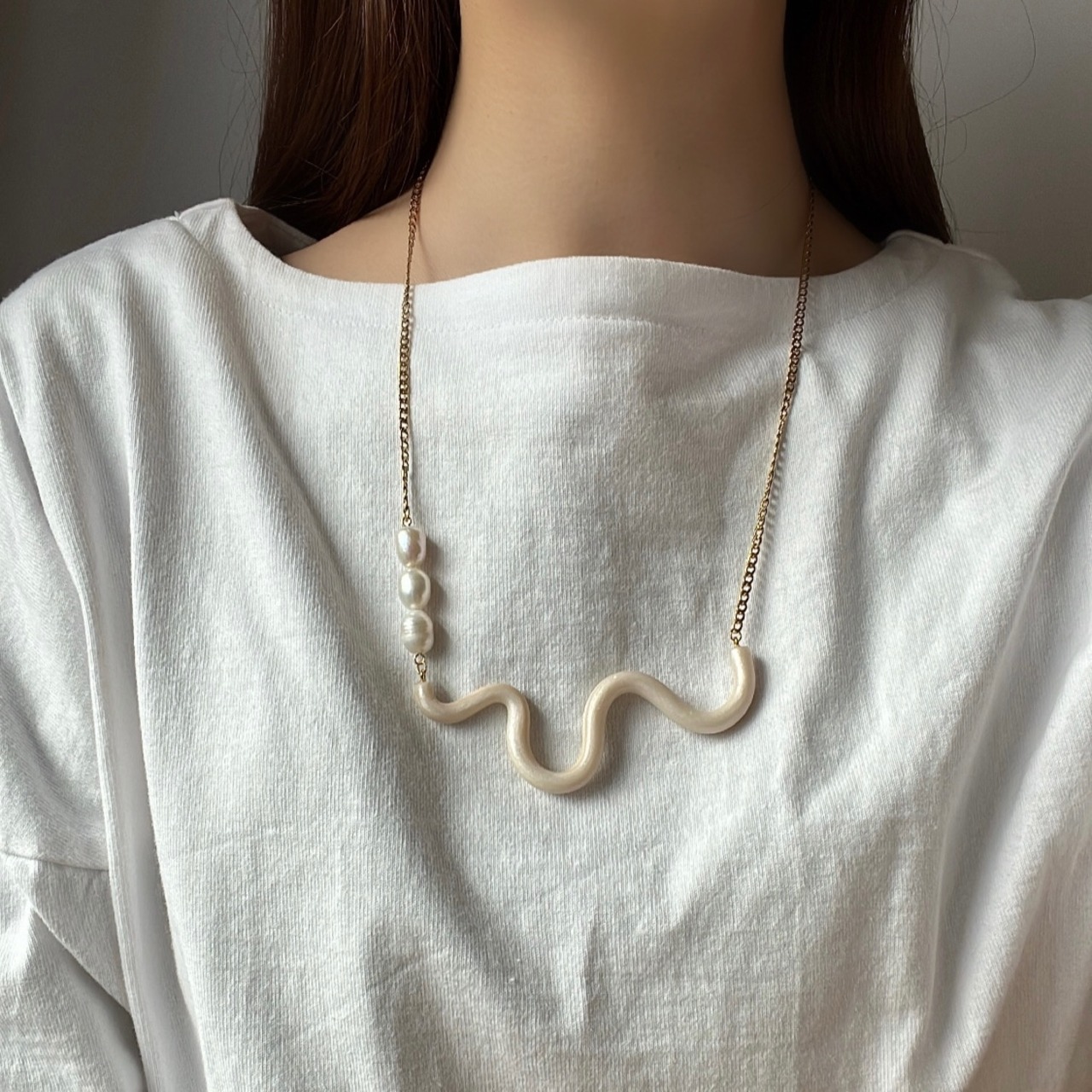 ポリマークレイ ウェーブネックレス［GSN088］