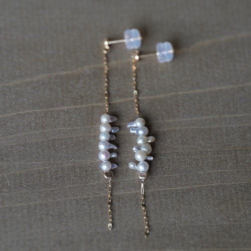 [送料無料] K18 Akoya Baby Baroque Pearl chain earrings(PE014)