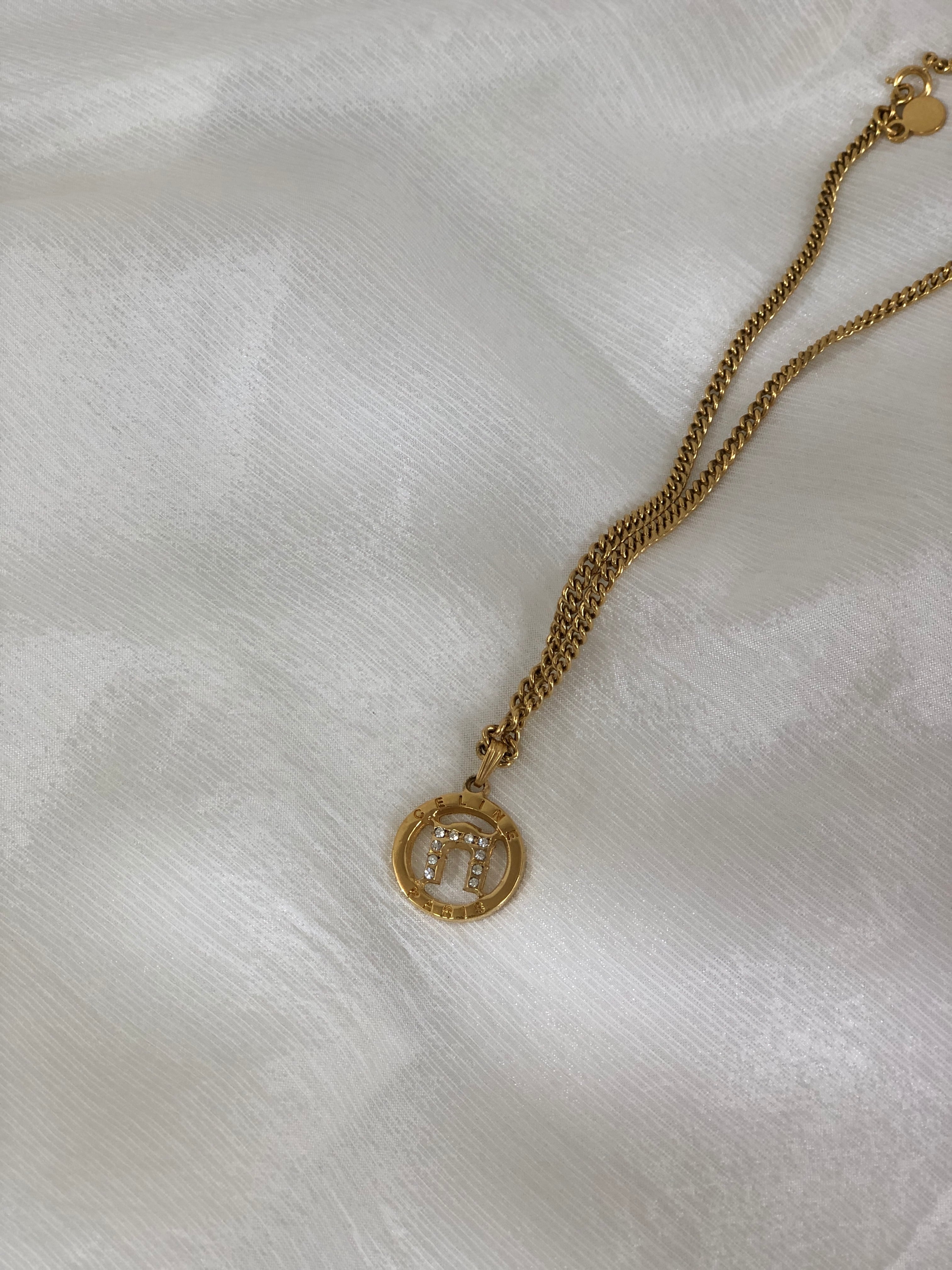 CELINE セリーヌ ストーン サークル 凱旋門 ネックレス ゴールド vintage ヴィンテージ オールド irsz8n