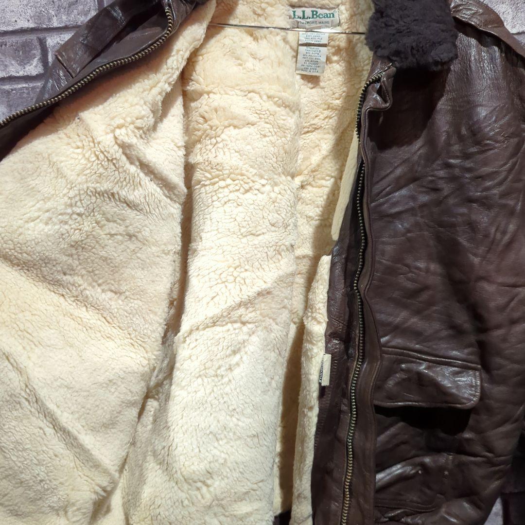 80s L.L.Bean G-1レザー ジャケット ムートンボア USA製 まるっこい 40