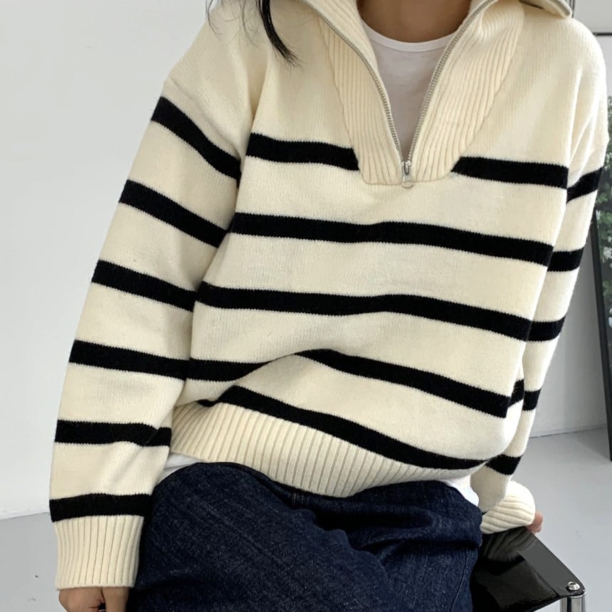 ジッパードロップショルダー ニット T0133 | S.Dahlia