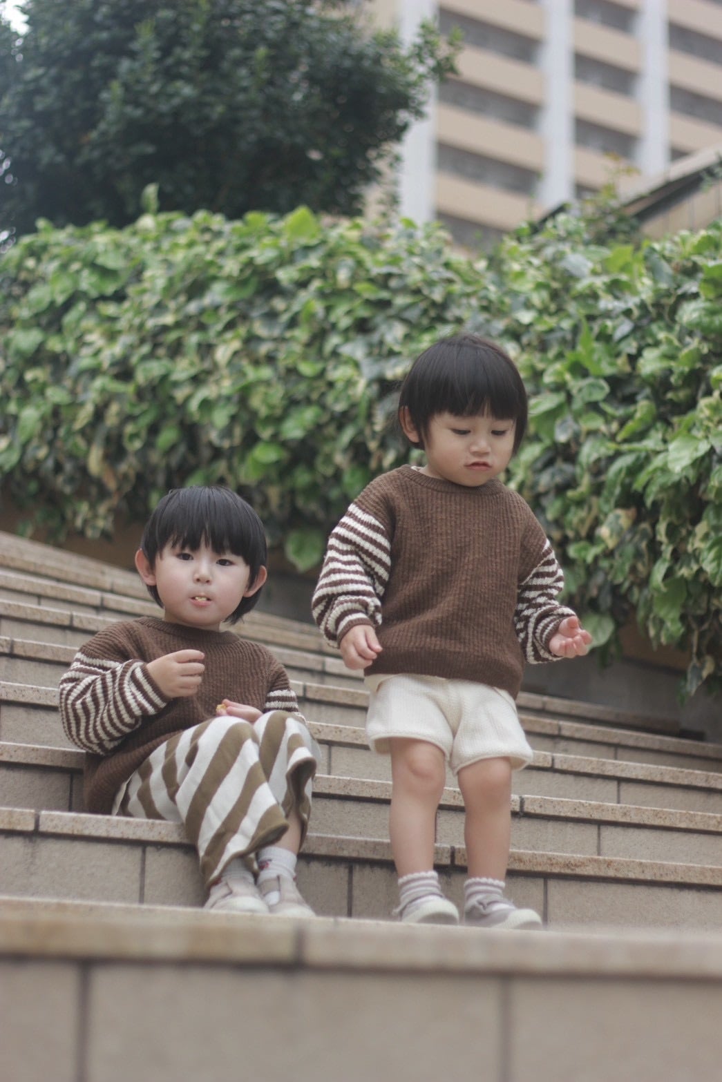 【即納/送料無料】Grown / Organic Stripe Sleeve Knit Pull Over