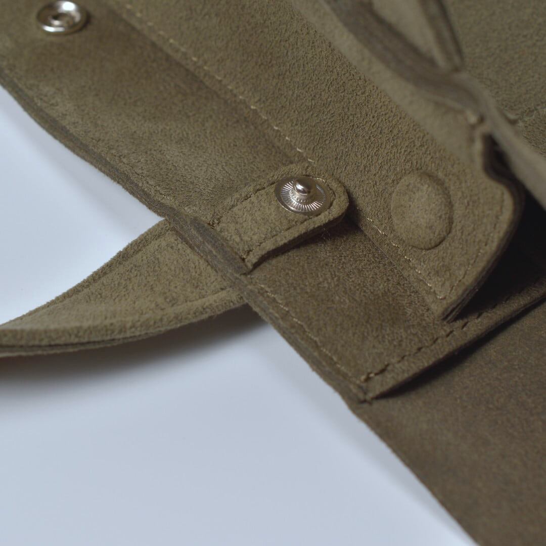 MNNG エムエヌエヌジー スタックトートミニ・オリーブ 東レのウルトラスエードを使った「mononoguもののぐ」のセカンドライン