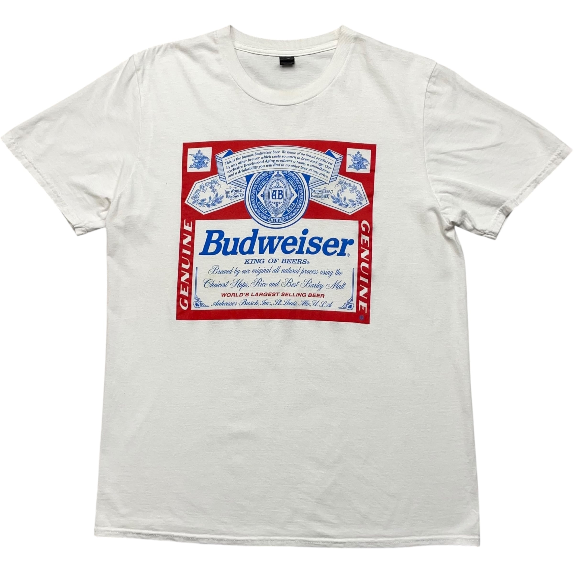 《M》 anvil アンヴィル Tシャツ バドワイザー プリント ホワイトno.8606