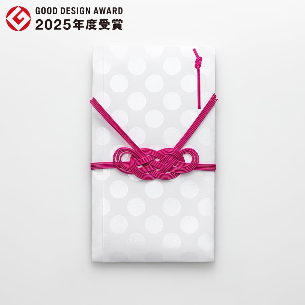 SAWARIGAMI iwai ： 桃 (本体：豆絞り柄) ｜ 触り心地のあるご祝儀袋