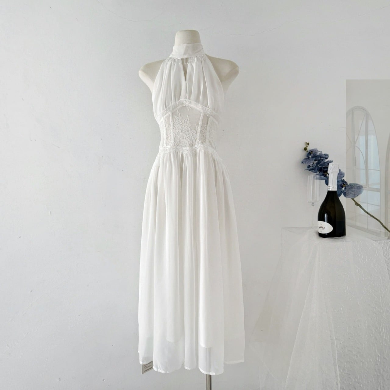 【dress】レースドッキングホルターネックワンピース M33233