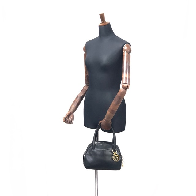 Christian Dior　クリスチャン ディオール　Diorモチーフ　レザー　ミニバッグ　ハンドバッグ　ブラック　vintage　ヴィンテージ　オールド　dr47sc