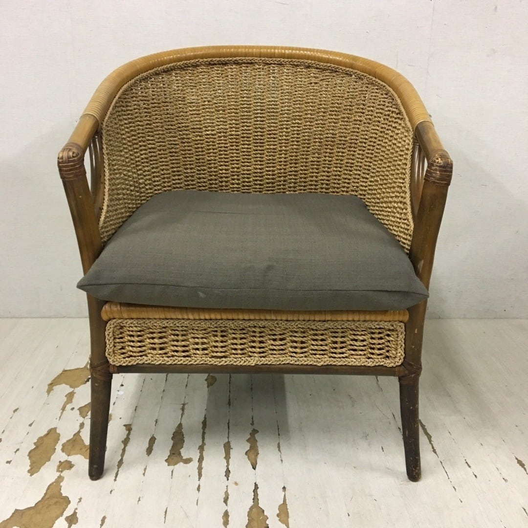 25108 アンティークラタンチェア 2脚セット ラウンジチェア 籐 ◇大阪