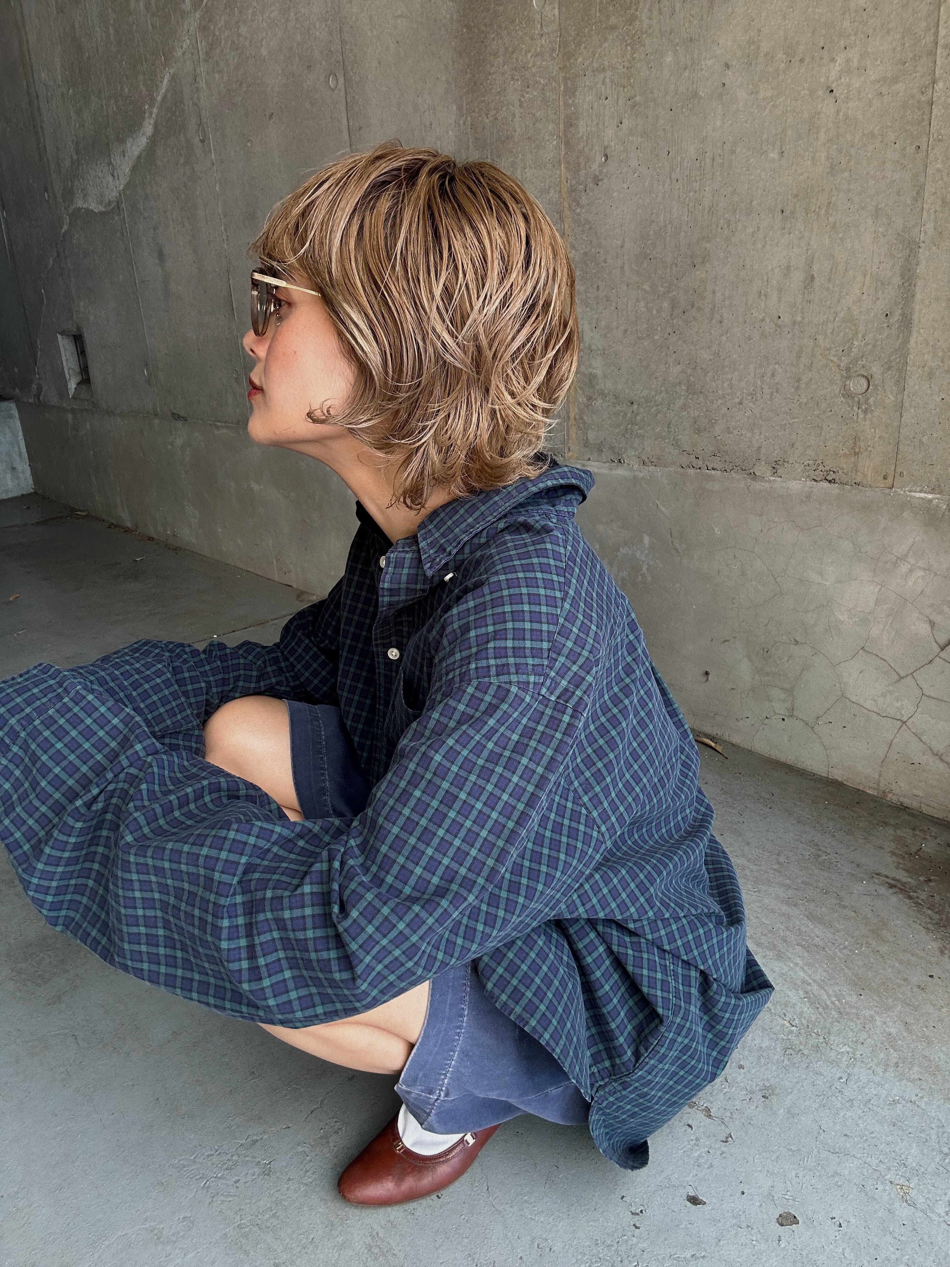 (SH1177)Ralph Lauren black watch cotton BD shirt