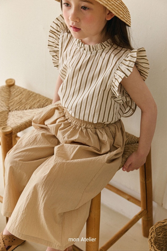 【即納】mon atelier / stripe lace blouse