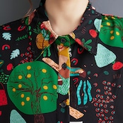 アーティスティックプリント シャツワンピース 30028