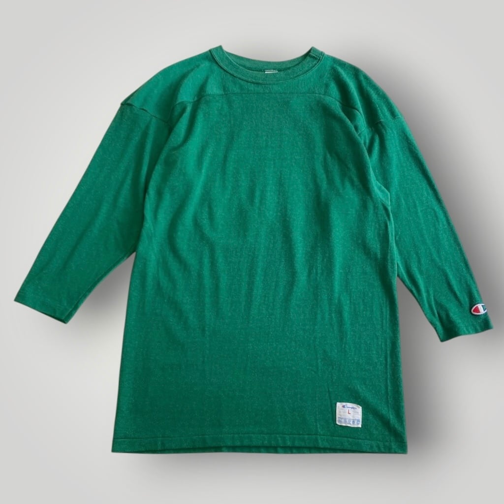 80s champion フットボールTシャツ L 緑 ボロ USA製 80s 