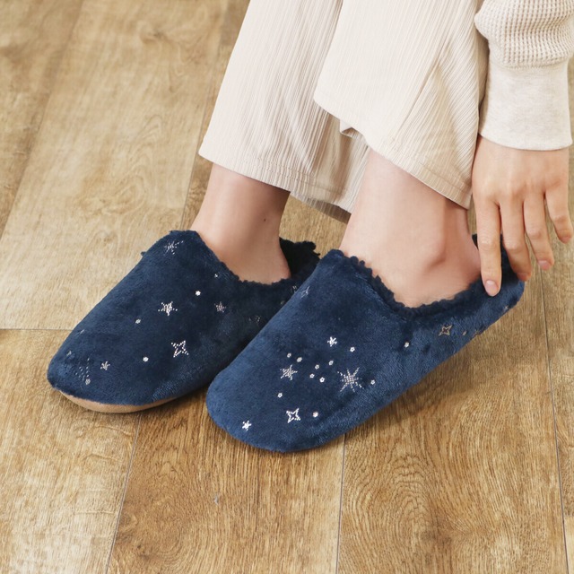 シエルエトワールルームシューズ　月と星　ネイビー/グレイ/アイボリー