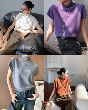 ウールライク ハイネックニット/4color