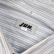 80s JUNMEN ジュンメン ストライプ 長袖シャツ L/ブルー×グレー系 メンズ ビンテージ