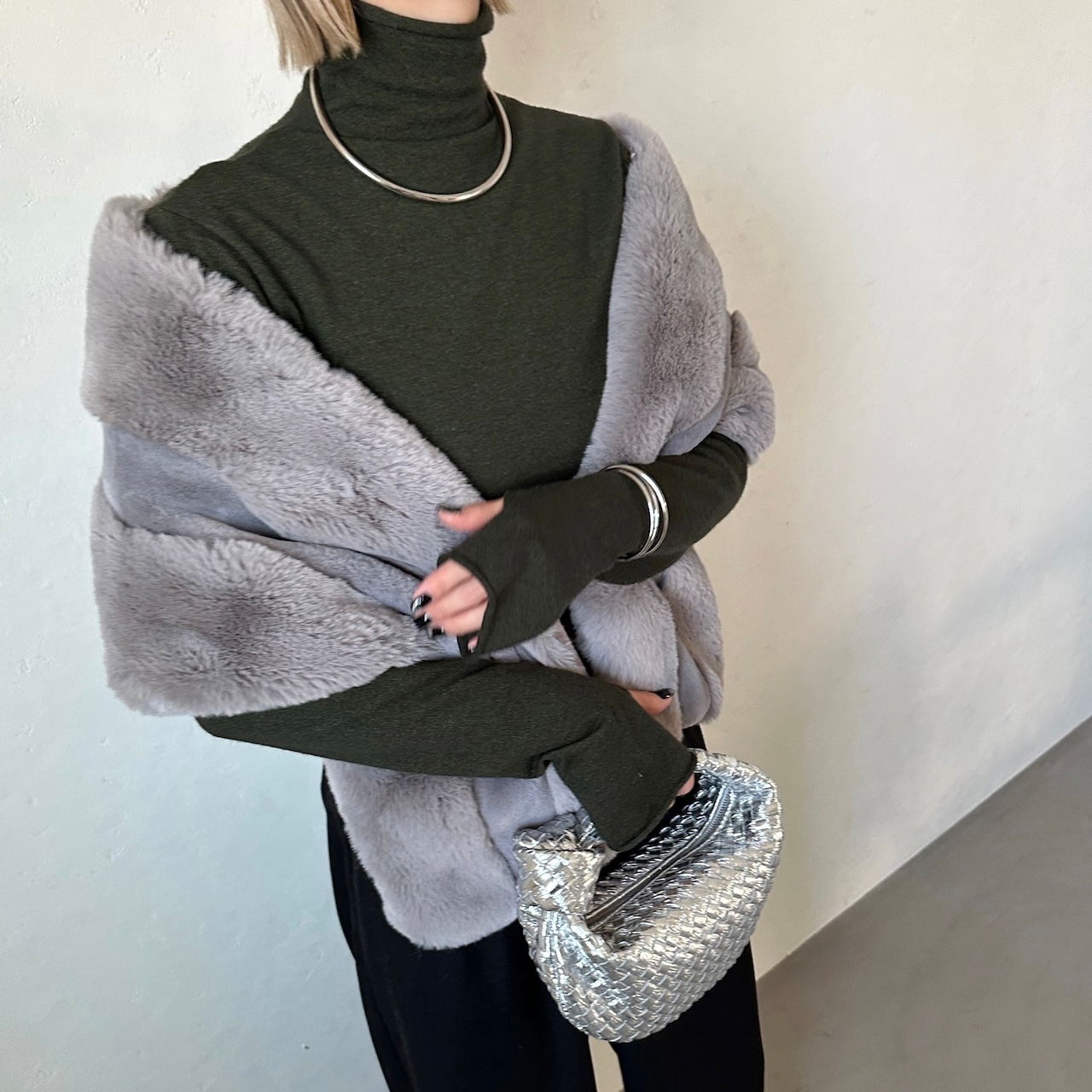 eco fur cape/gray