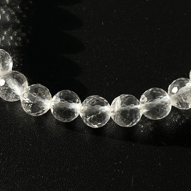 ブラジル産 クリアクォーツ ブレスレット｜6.5mm ファセットカット水晶｜透明感・天然水晶