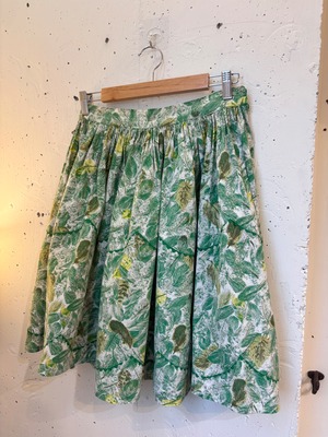 60's green reaf cotton skirt