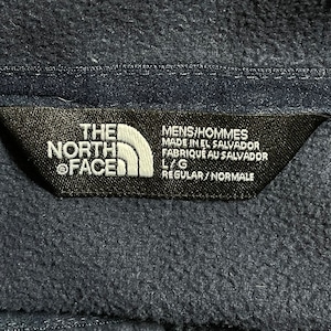 【THE NORTH FACE】フリースジャケット ハーフジップ ワンポイントロゴ 刺繍ロゴ プルオーバー トップス インナーフリース L ネイビー ノースフェイス US古着