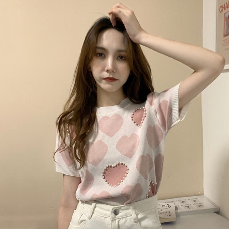 ニットショートサマー薄手トップス 夏物 シルク スーパーモール46289835522