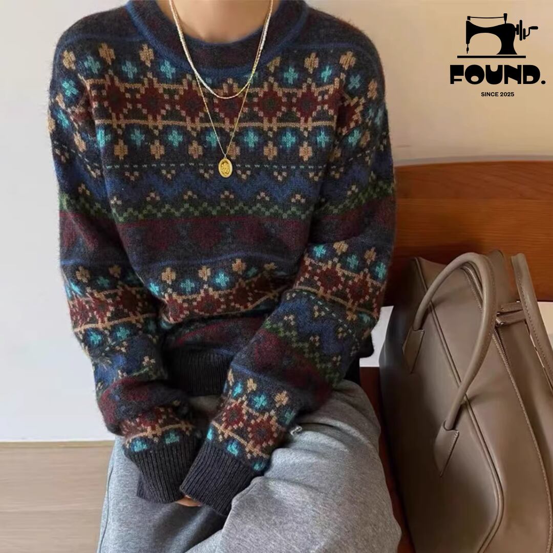 French Jacquard Vintage Sweater(FD146)