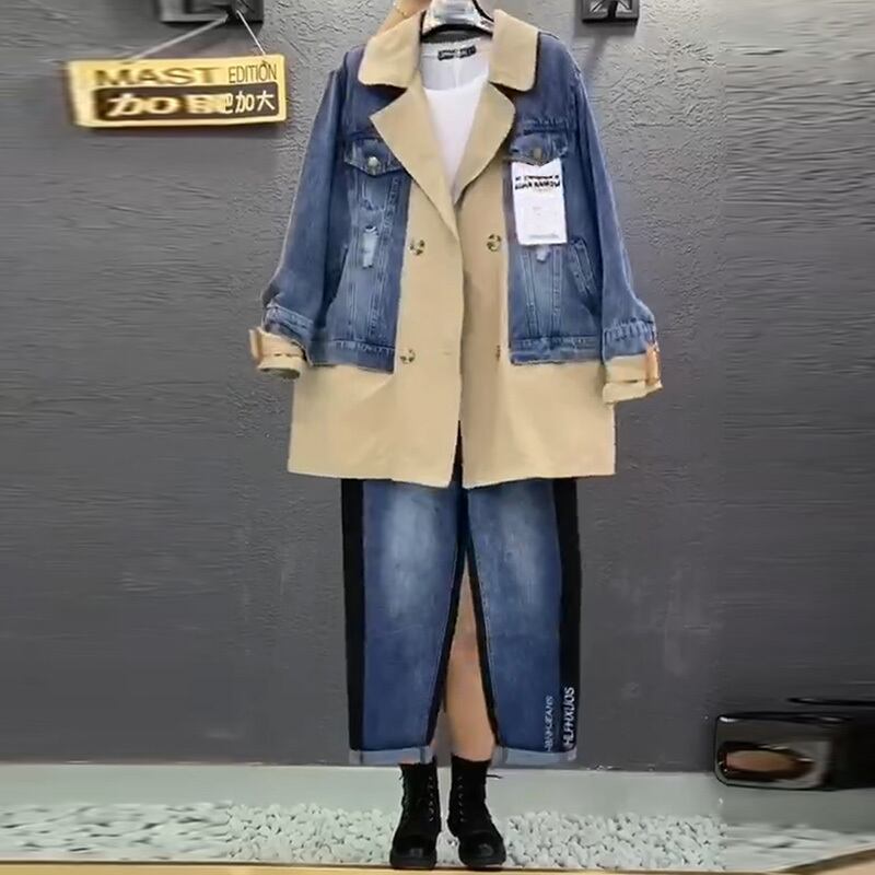 Tシャツ オータムジャケット ルーズトップス ロング 大きめサイズ 秋物 ステッチ ミックスインファッション30661698030