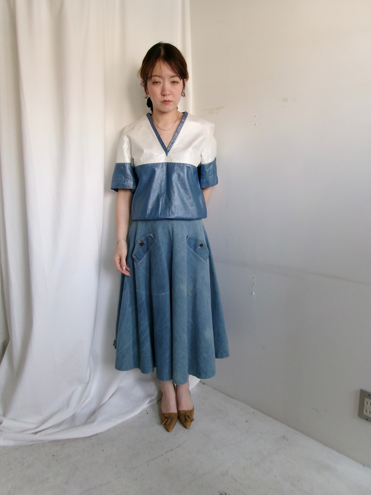 Lather half sleeve top