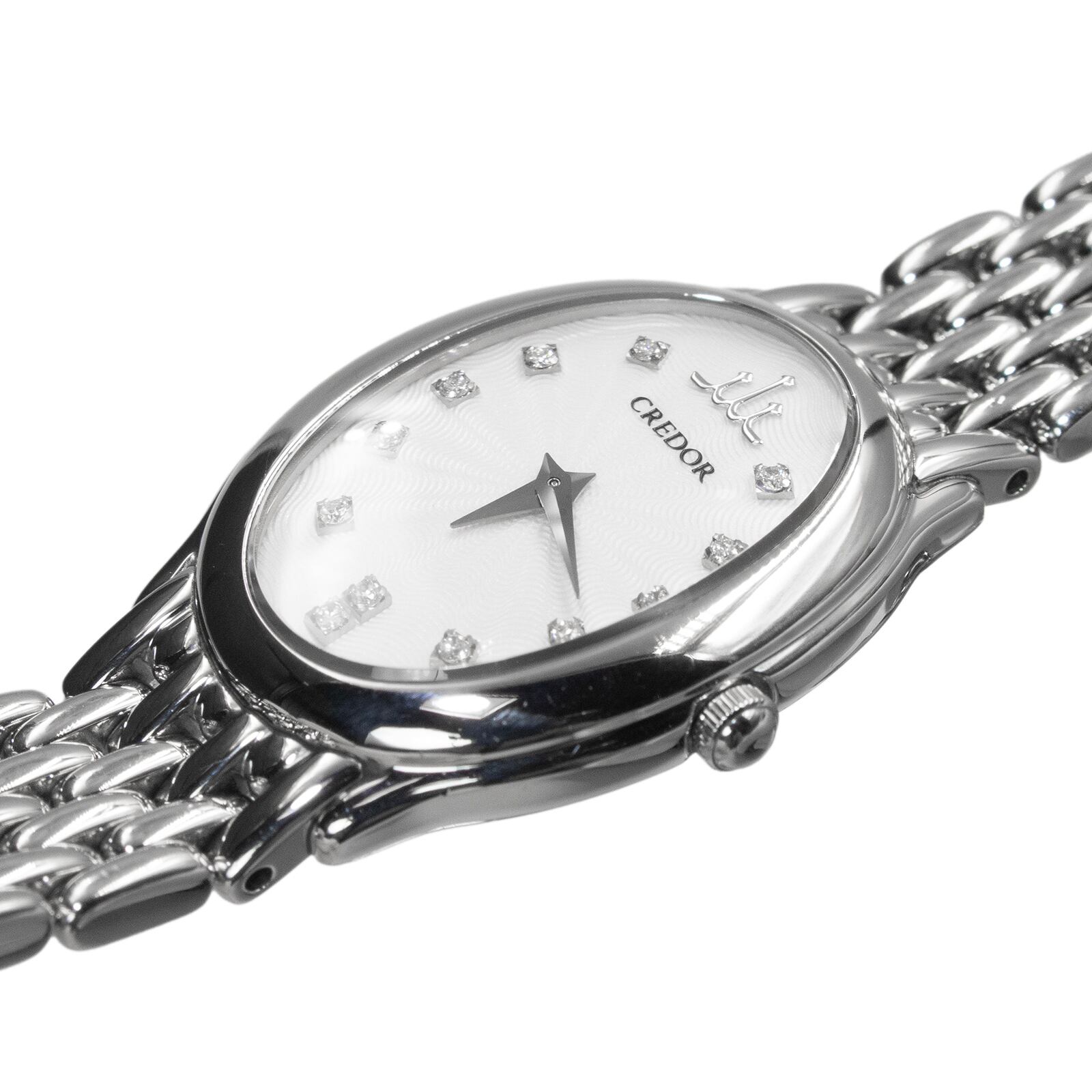 セイコー 腕時計 レディース クレドール 白 オーバル型 ダイヤ ロゴ