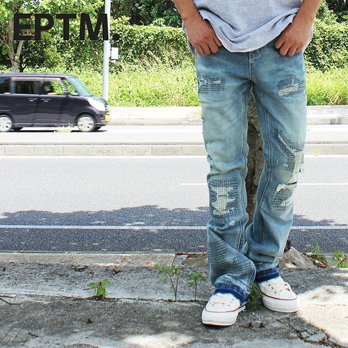 【ep-10917】EPTM エピトミ ジーンズ - デニム Flare Jeans フレアジーンズ ブルー メンズ ダメージジーンズ EP10917 アメリカ 人気 ブランド ストリート