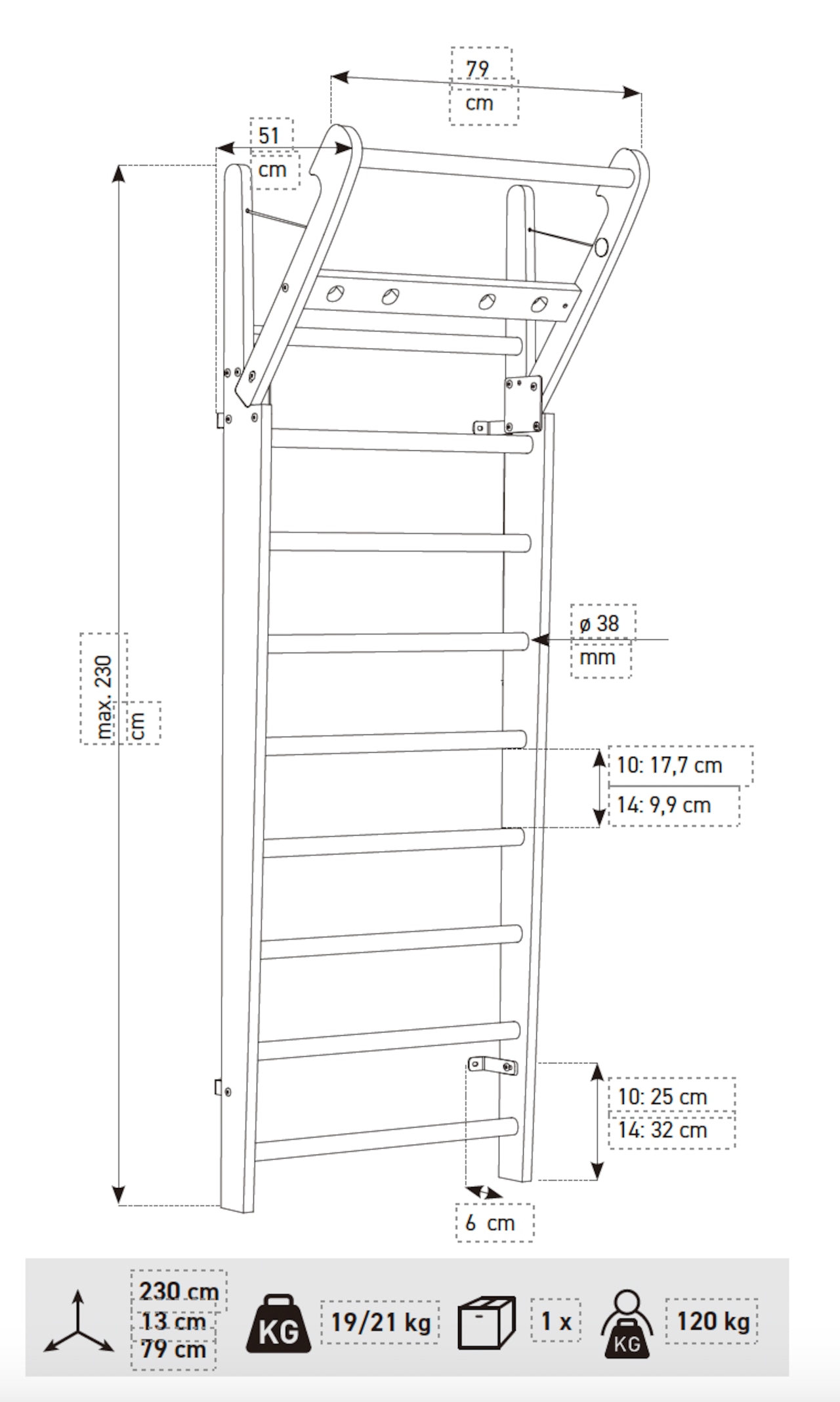 WallBars  Walnut/10bars