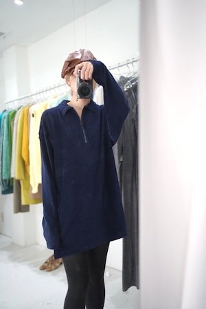 blue velours zip up tops
