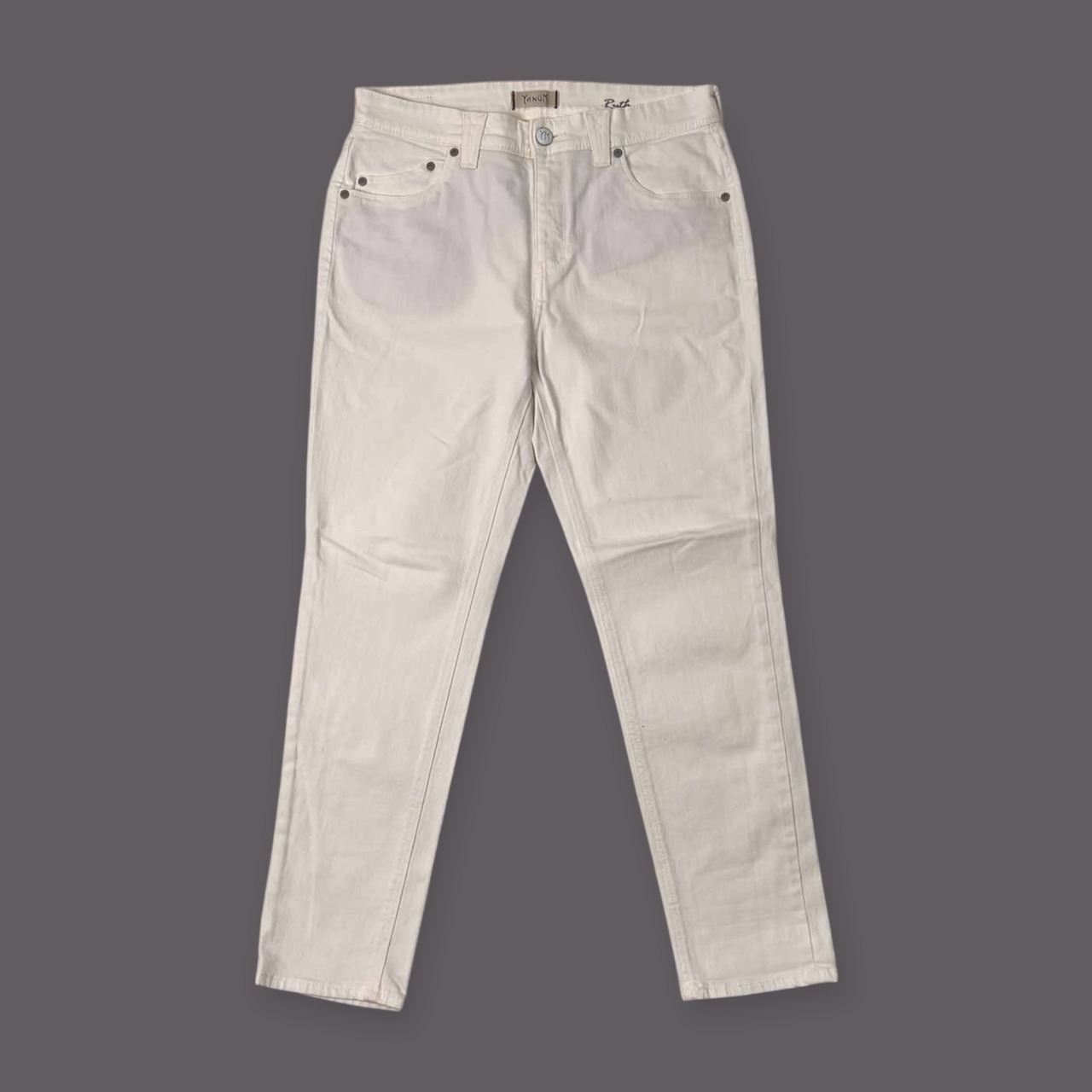 YANUK ヤヌーク ホワイトデニム パンツ スキニー テーパード ジーンズ サイズ 27 /メンズ/革パッチ