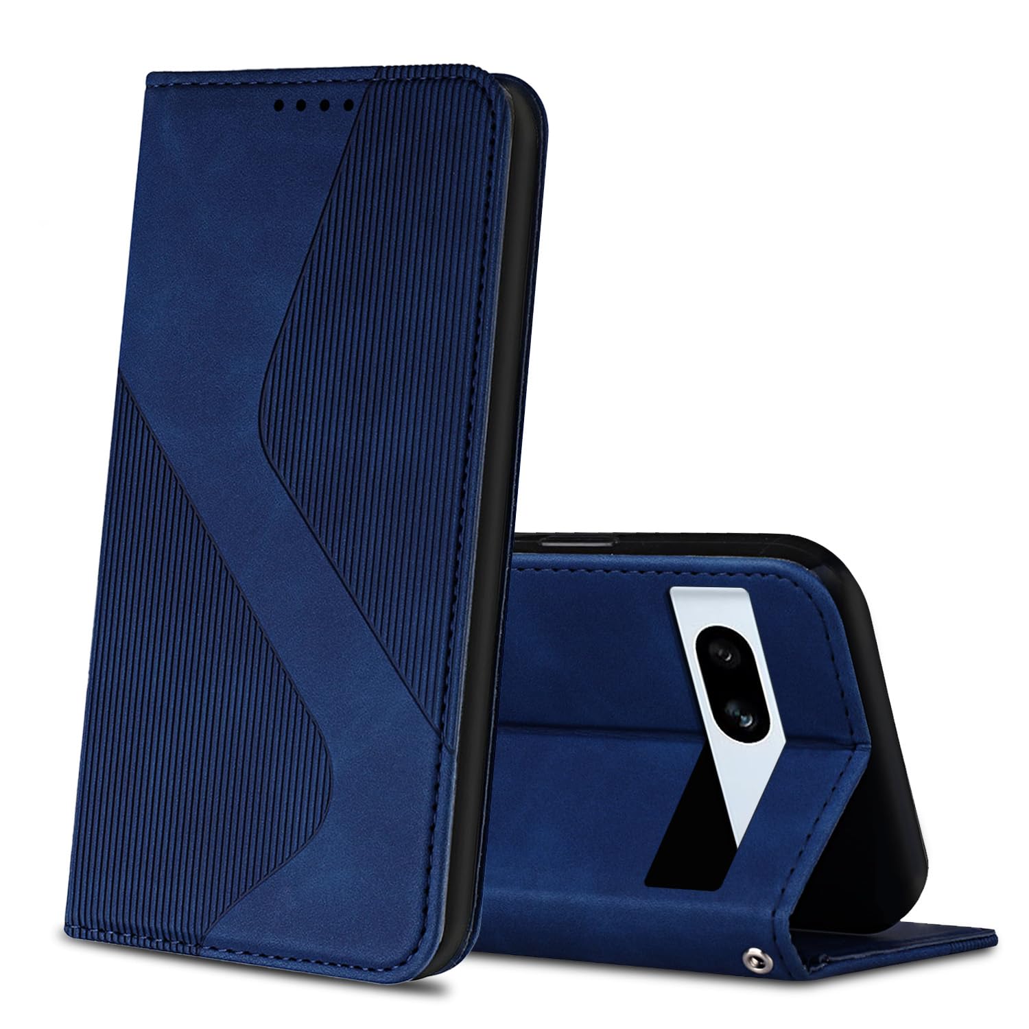 Mo-Somnus Google 対応 Pixel 7a ケース 手帳型 スマホカバー 高級PUレザー ソフトTPU カード収納 マグネット内蔵 スタンド機能 耐衝撃 全面保護 薄型 軽量 ネイビー
