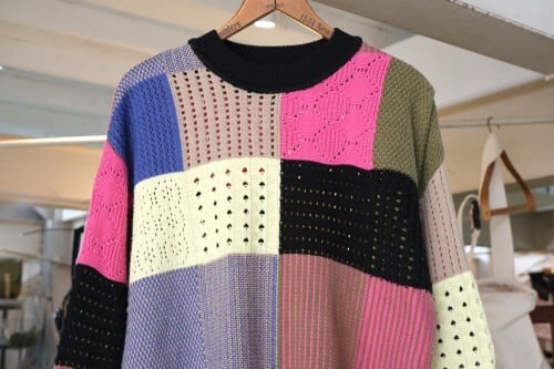 00's Nicole Miller patchwork knit crewneck Sweater | GARYO