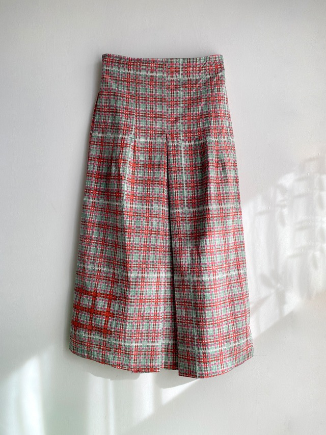 Tight skirt "red & green check block print" organic cotton