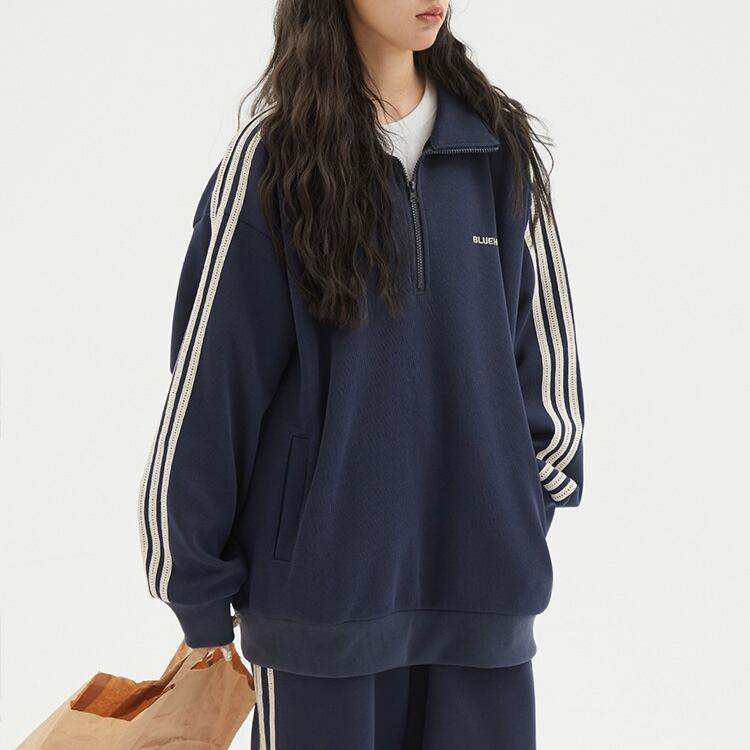 ★SIDE CONTRAST STITCH STAND COLLAR SPORTS JACKET　　　A0526